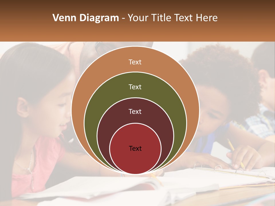 A Group Of Children Sitting At A Table Writing On Paper PowerPoint Template