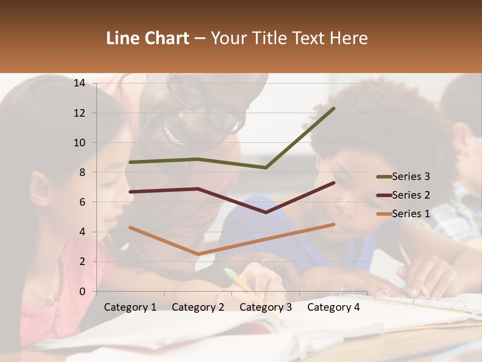 A Group Of Children Sitting At A Table Writing On Paper PowerPoint Template