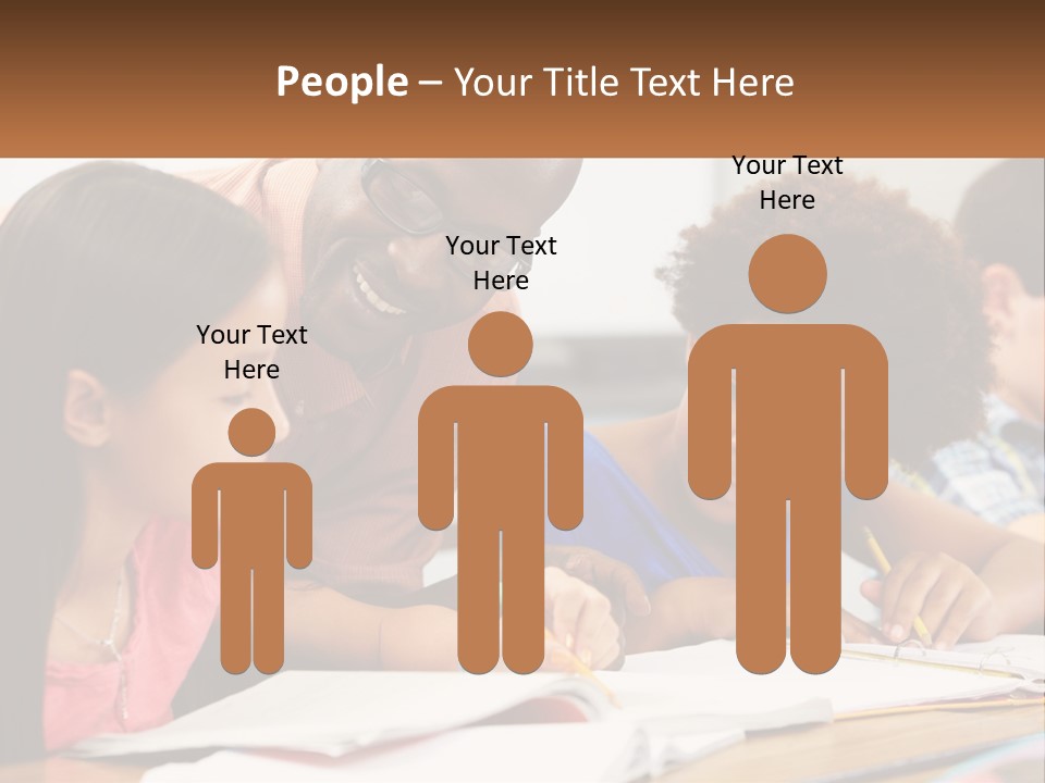 A Group Of Children Sitting At A Table Writing On Paper PowerPoint Template