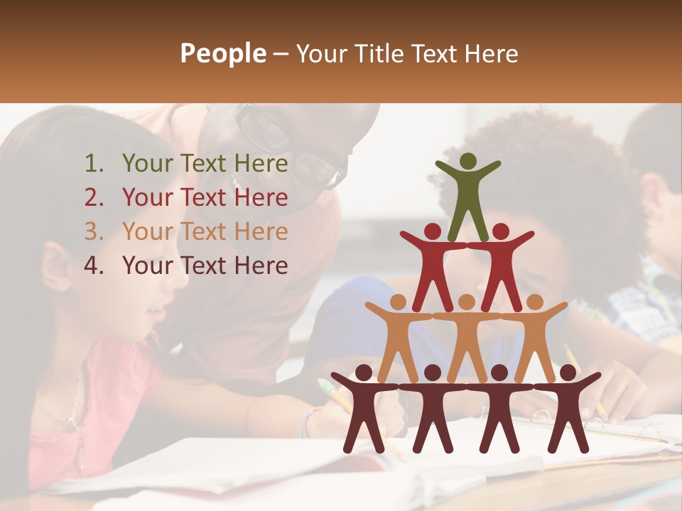 A Group Of Children Sitting At A Table Writing On Paper PowerPoint Template