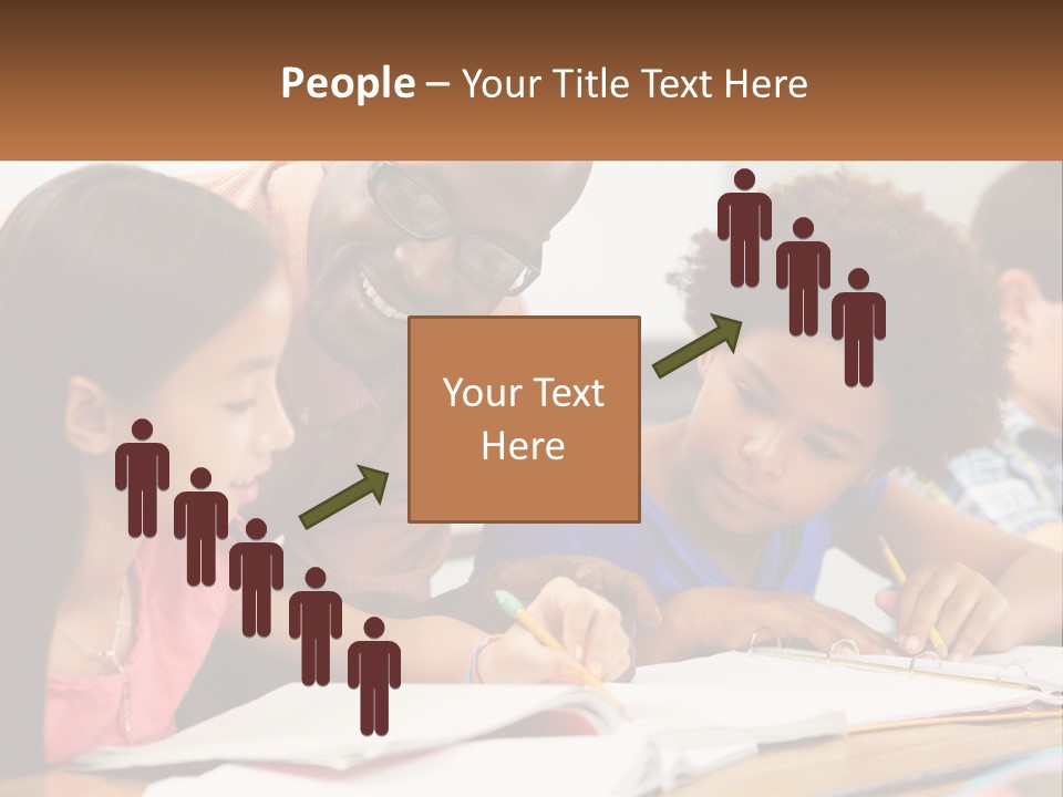 A Group Of Children Sitting At A Table Writing On Paper PowerPoint Template