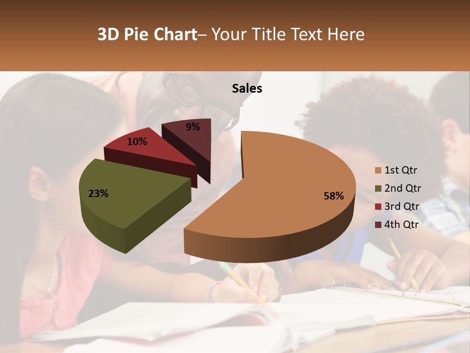 A Group Of Children Sitting At A Table Writing On Paper PowerPoint Template