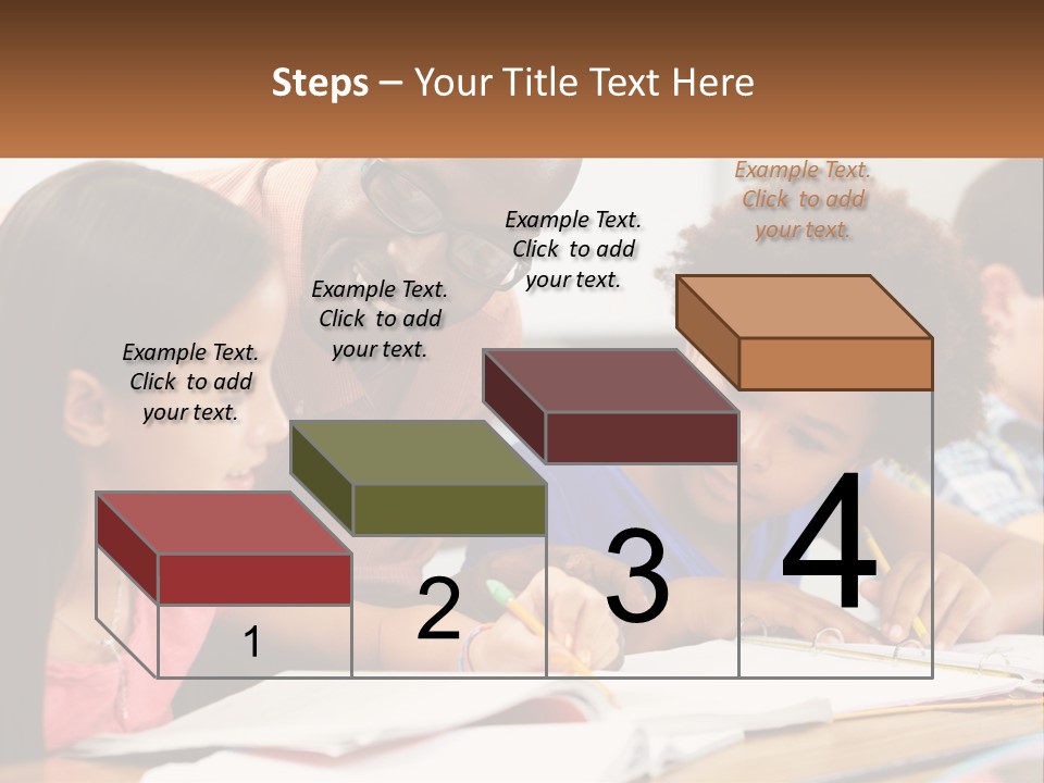 A Group Of Children Sitting At A Table Writing On Paper PowerPoint Template