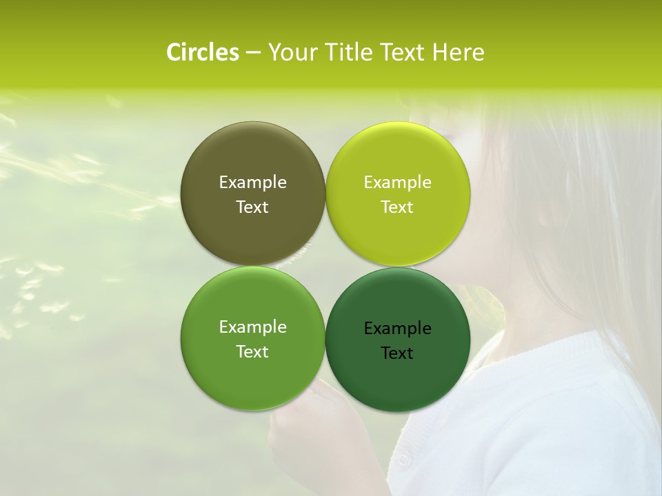 A Little Girl Blowing A Dandelion On A Green Field PowerPoint Template