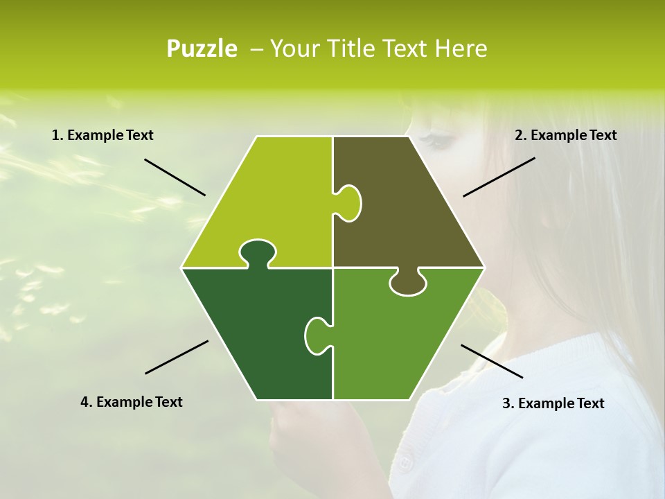 A Little Girl Blowing A Dandelion On A Green Field PowerPoint Template