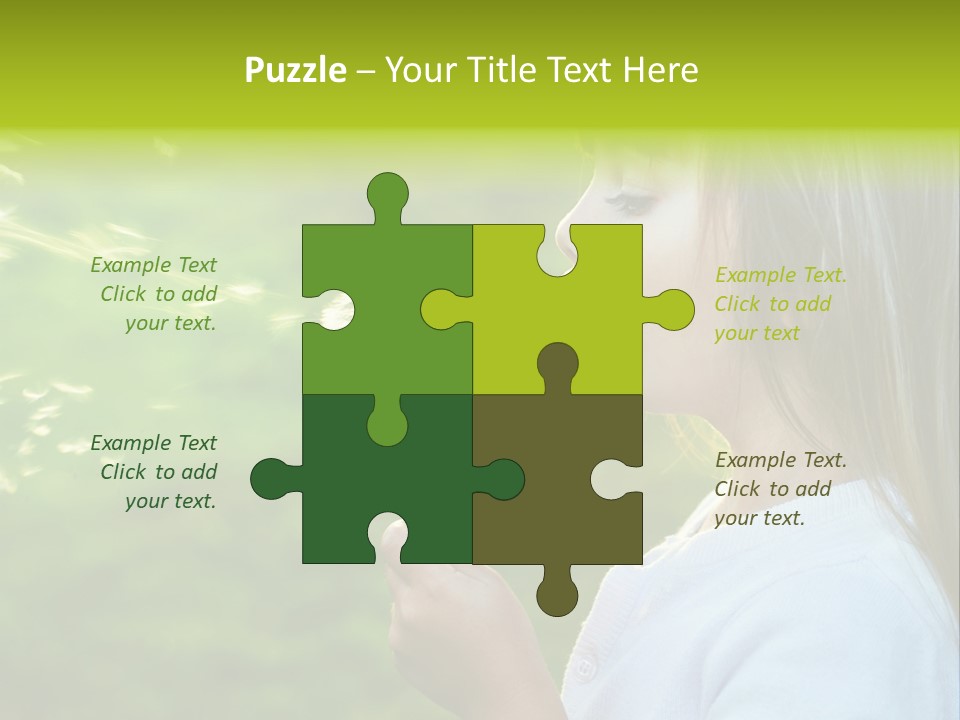 A Little Girl Blowing A Dandelion On A Green Field PowerPoint Template