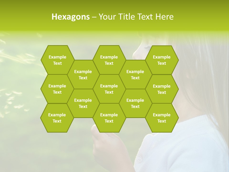 A Little Girl Blowing A Dandelion On A Green Field PowerPoint Template