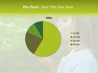 A Little Girl Blowing A Dandelion On A Green Field PowerPoint Template