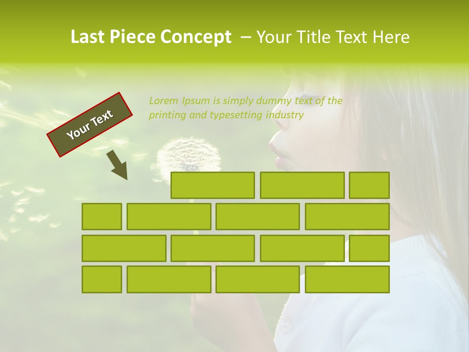 A Little Girl Blowing A Dandelion On A Green Field PowerPoint Template
