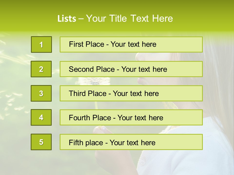 A Little Girl Blowing A Dandelion On A Green Field PowerPoint Template