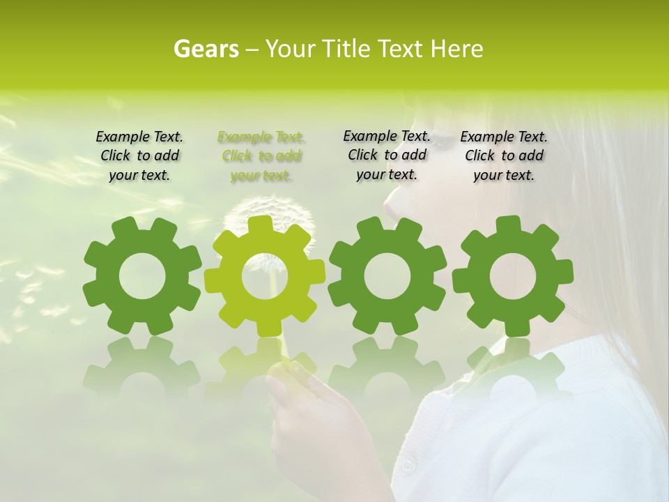 A Little Girl Blowing A Dandelion On A Green Field PowerPoint Template