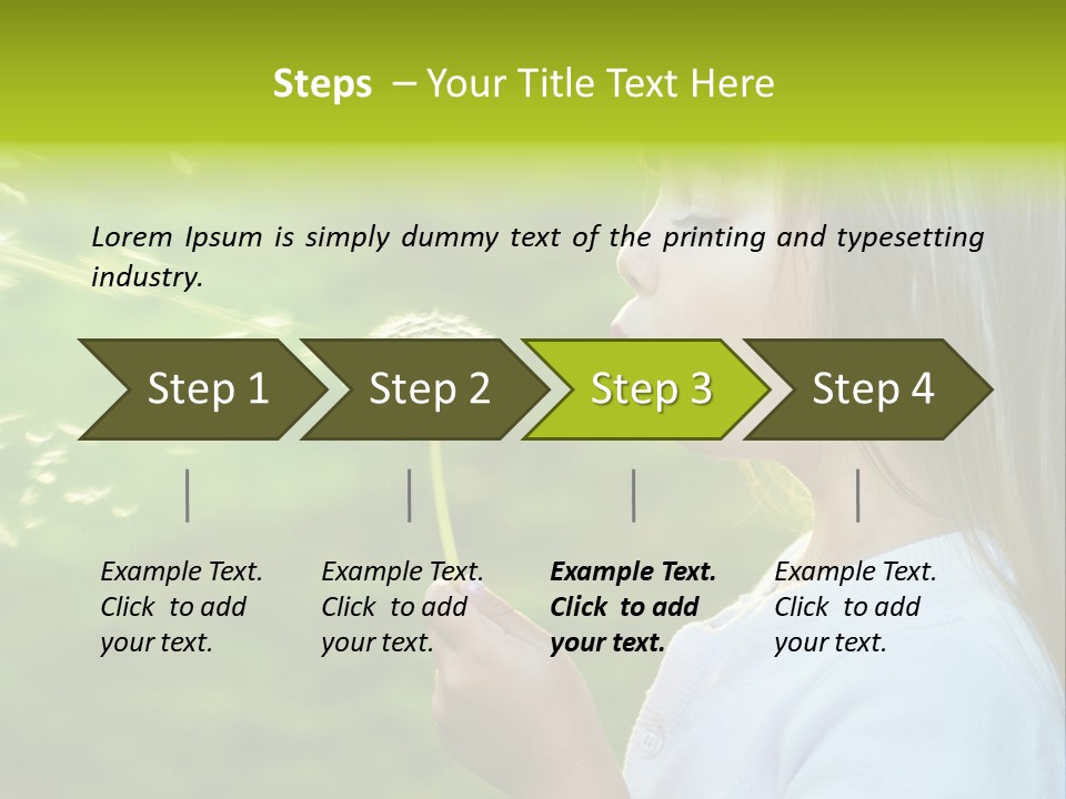 A Little Girl Blowing A Dandelion On A Green Field PowerPoint Template