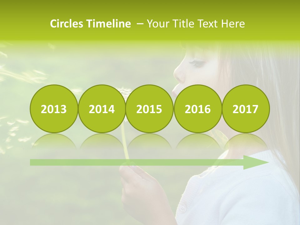 A Little Girl Blowing A Dandelion On A Green Field PowerPoint Template