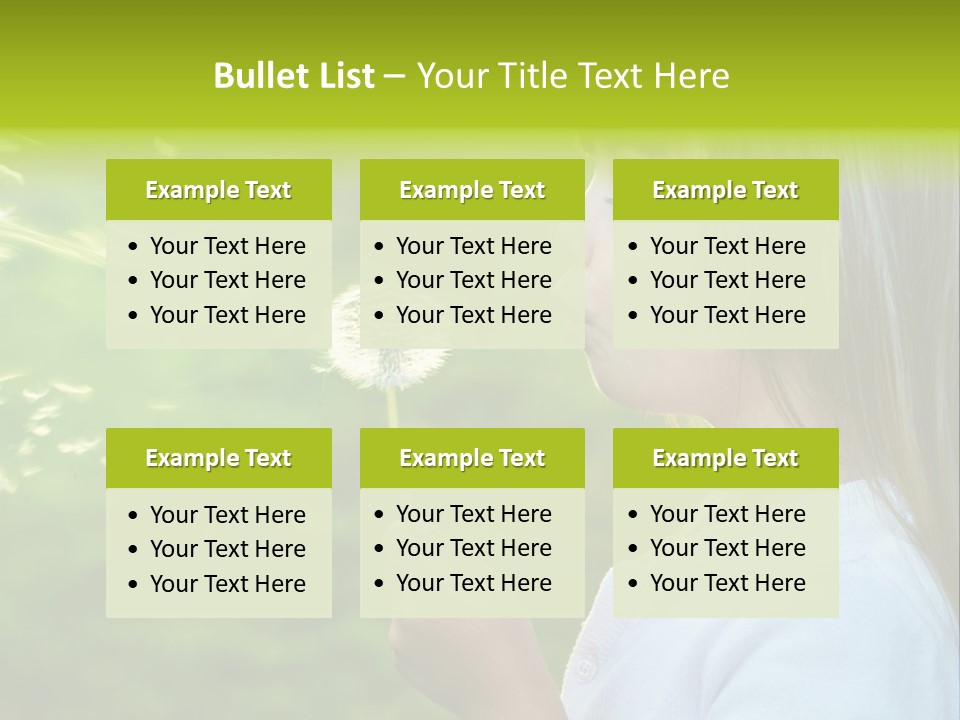 A Little Girl Blowing A Dandelion On A Green Field PowerPoint Template