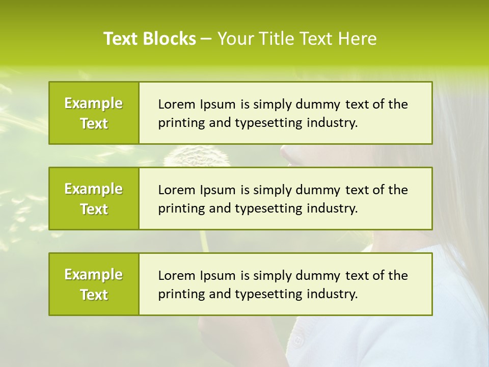A Little Girl Blowing A Dandelion On A Green Field PowerPoint Template