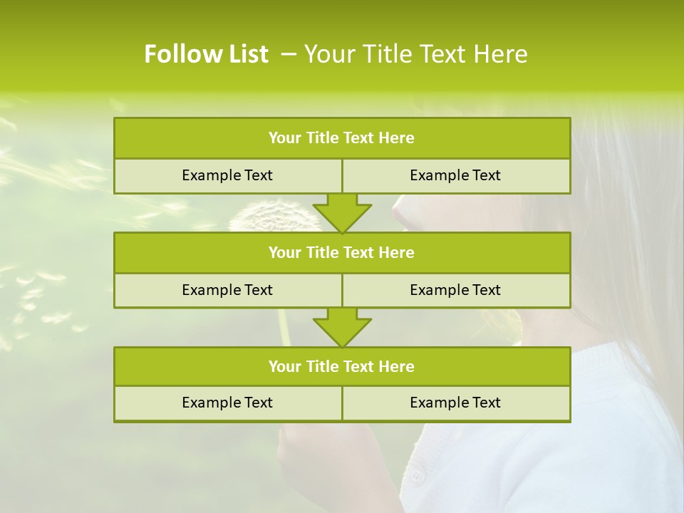 A Little Girl Blowing A Dandelion On A Green Field PowerPoint Template