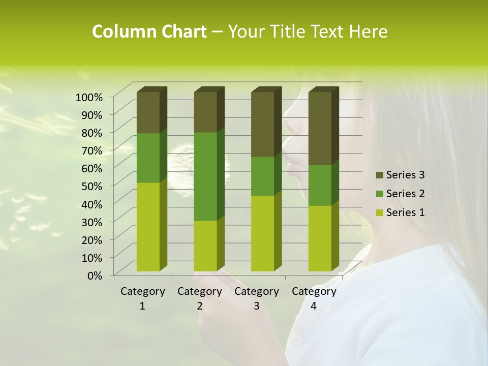A Little Girl Blowing A Dandelion On A Green Field PowerPoint Template
