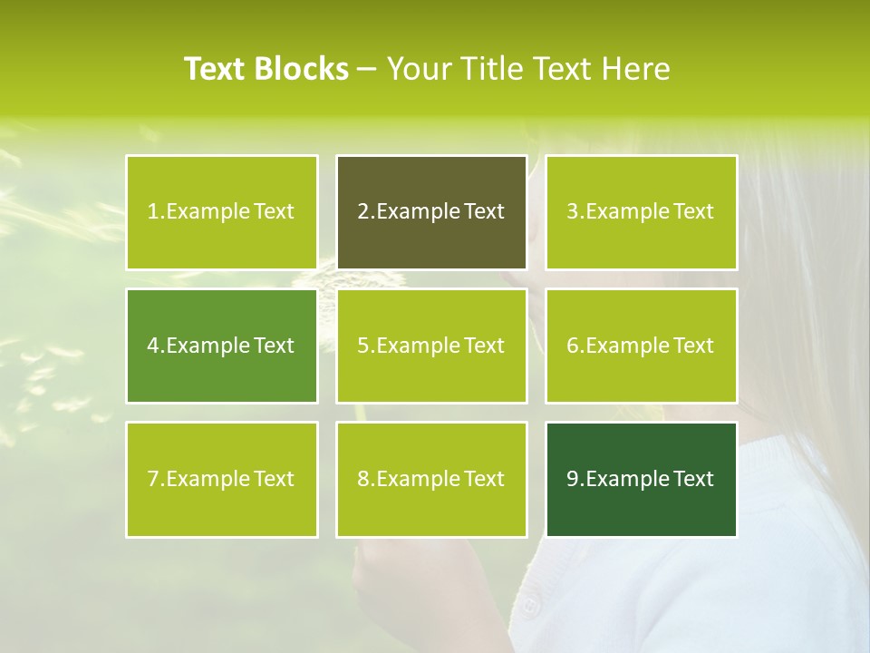 A Little Girl Blowing A Dandelion On A Green Field PowerPoint Template