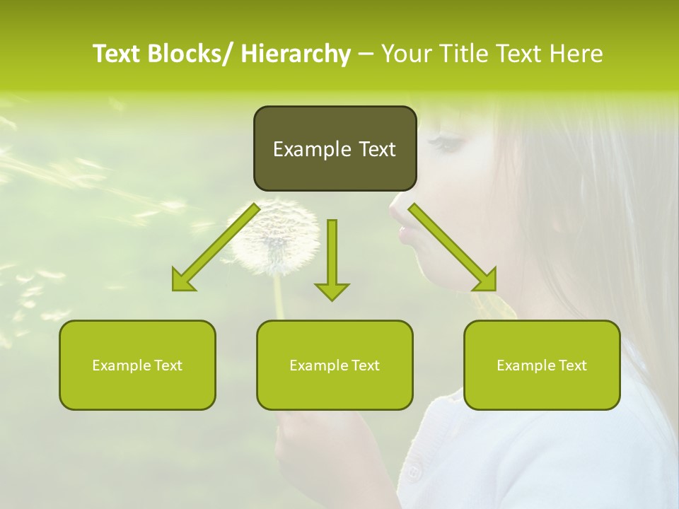 A Little Girl Blowing A Dandelion On A Green Field PowerPoint Template
