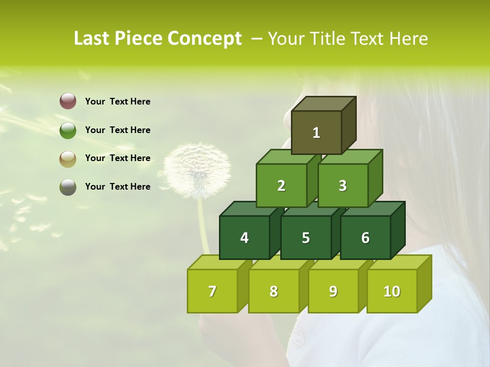 A Little Girl Blowing A Dandelion On A Green Field PowerPoint Template