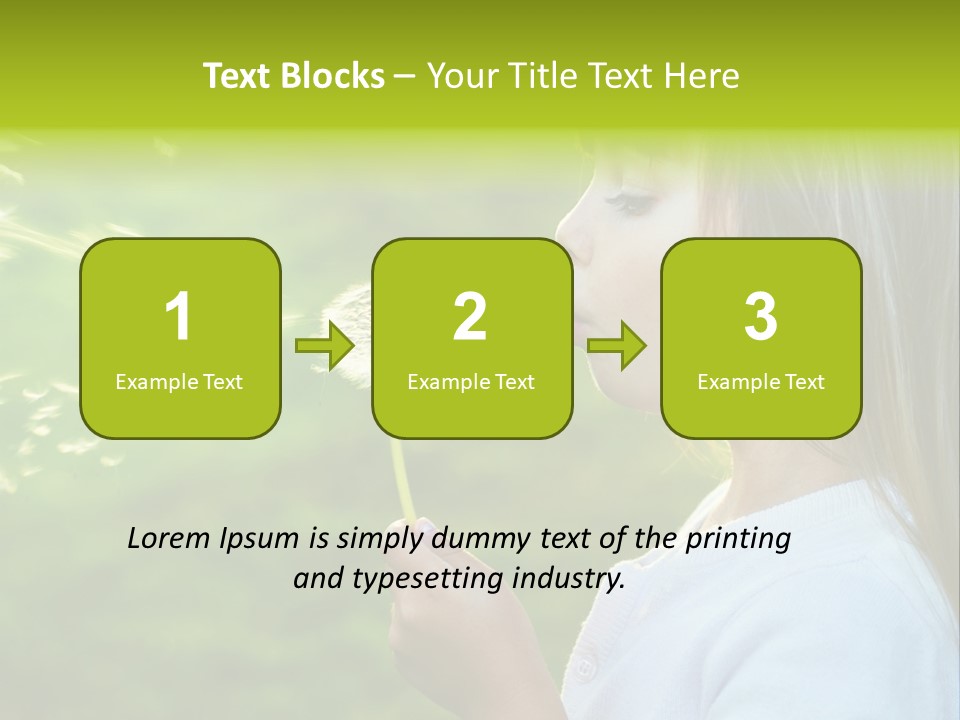 A Little Girl Blowing A Dandelion On A Green Field PowerPoint Template