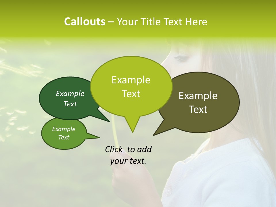 A Little Girl Blowing A Dandelion On A Green Field PowerPoint Template