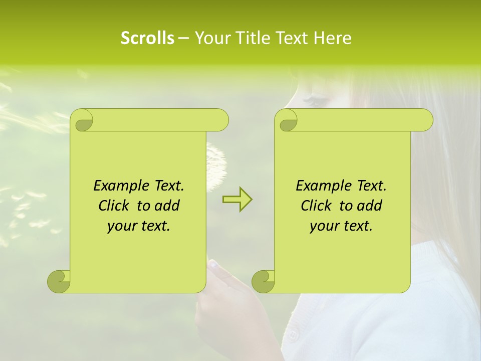 A Little Girl Blowing A Dandelion On A Green Field PowerPoint Template