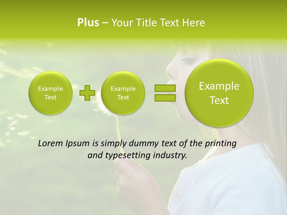 A Little Girl Blowing A Dandelion On A Green Field PowerPoint Template