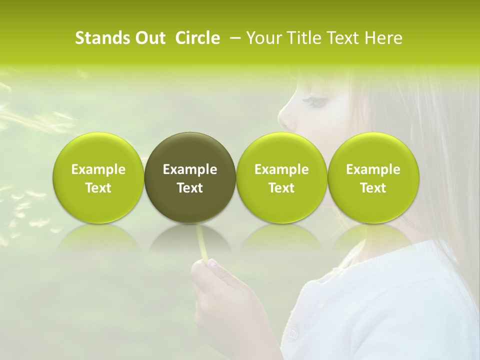 A Little Girl Blowing A Dandelion On A Green Field PowerPoint Template