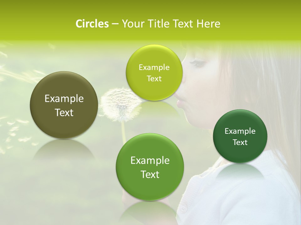 A Little Girl Blowing A Dandelion On A Green Field PowerPoint Template