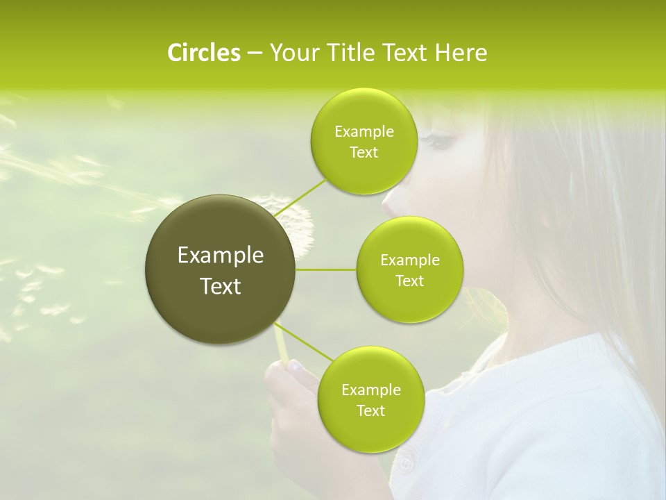 A Little Girl Blowing A Dandelion On A Green Field PowerPoint Template