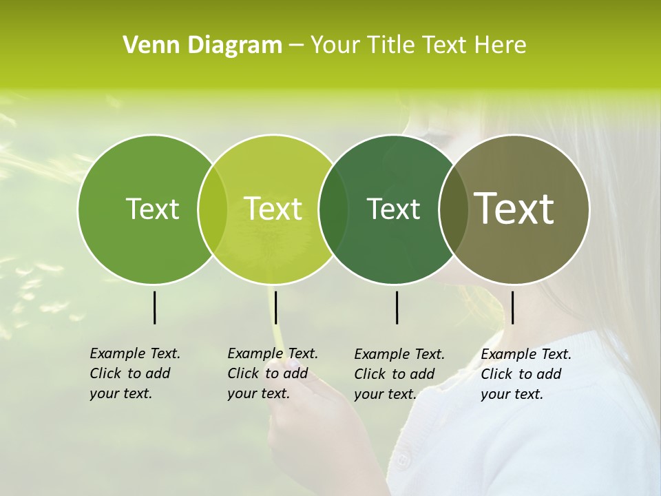 A Little Girl Blowing A Dandelion On A Green Field PowerPoint Template