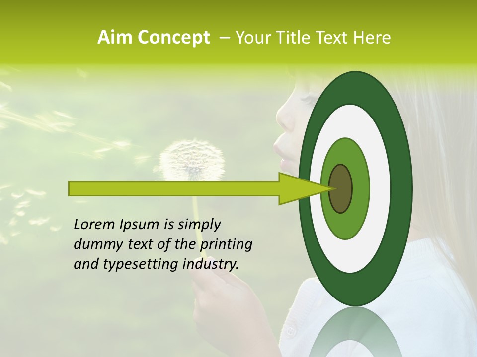 A Little Girl Blowing A Dandelion On A Green Field PowerPoint Template
