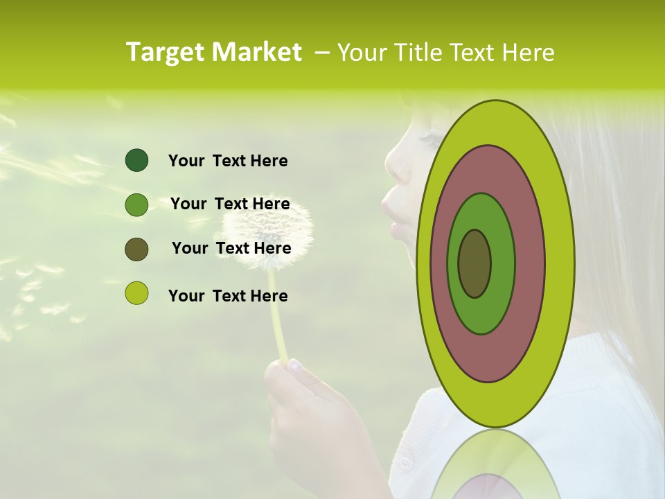 A Little Girl Blowing A Dandelion On A Green Field PowerPoint Template