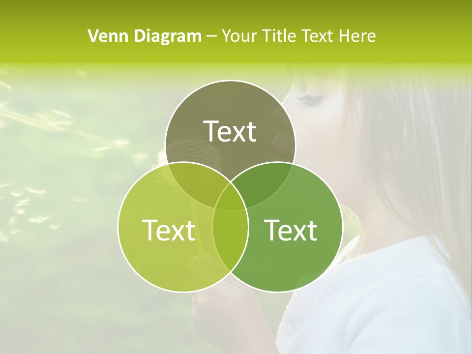 A Little Girl Blowing A Dandelion On A Green Field PowerPoint Template