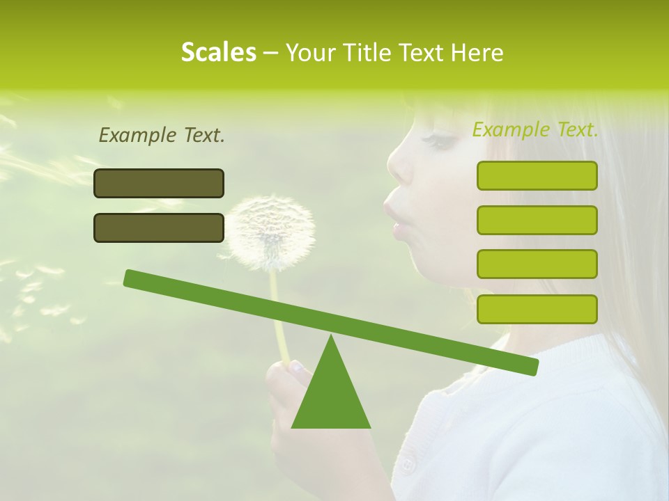 A Little Girl Blowing A Dandelion On A Green Field PowerPoint Template