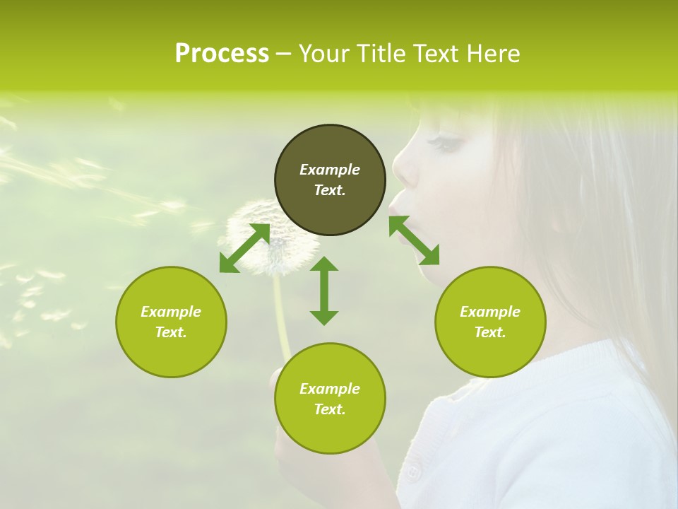 A Little Girl Blowing A Dandelion On A Green Field PowerPoint Template