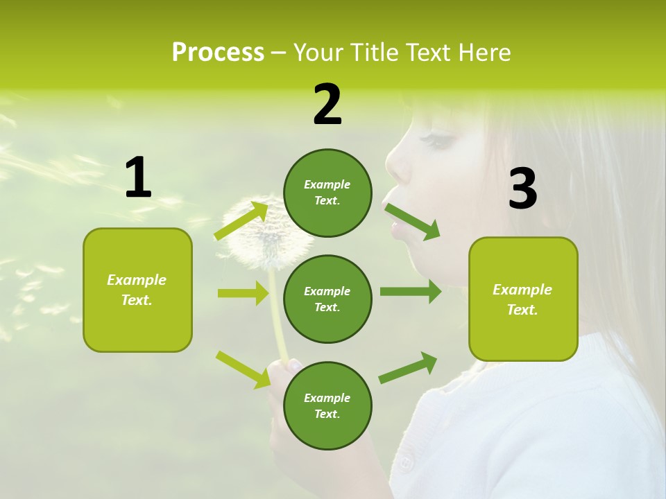 A Little Girl Blowing A Dandelion On A Green Field PowerPoint Template