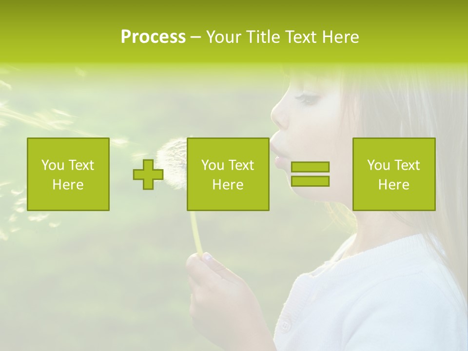 A Little Girl Blowing A Dandelion On A Green Field PowerPoint Template