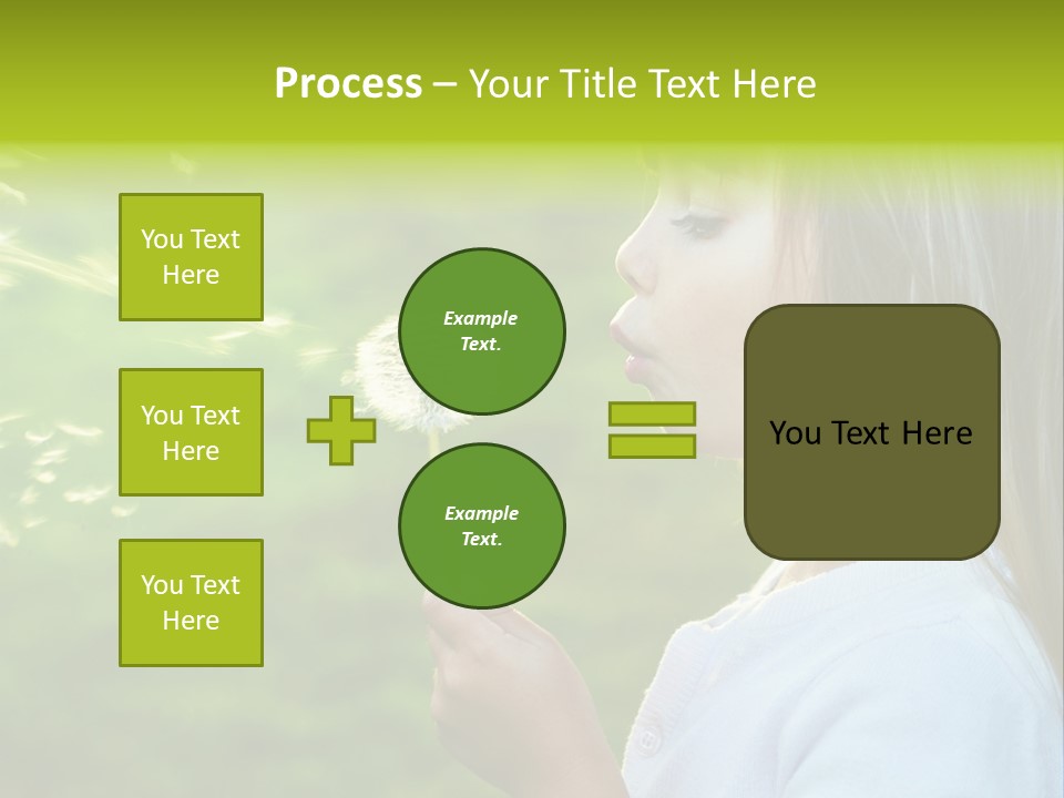A Little Girl Blowing A Dandelion On A Green Field PowerPoint Template