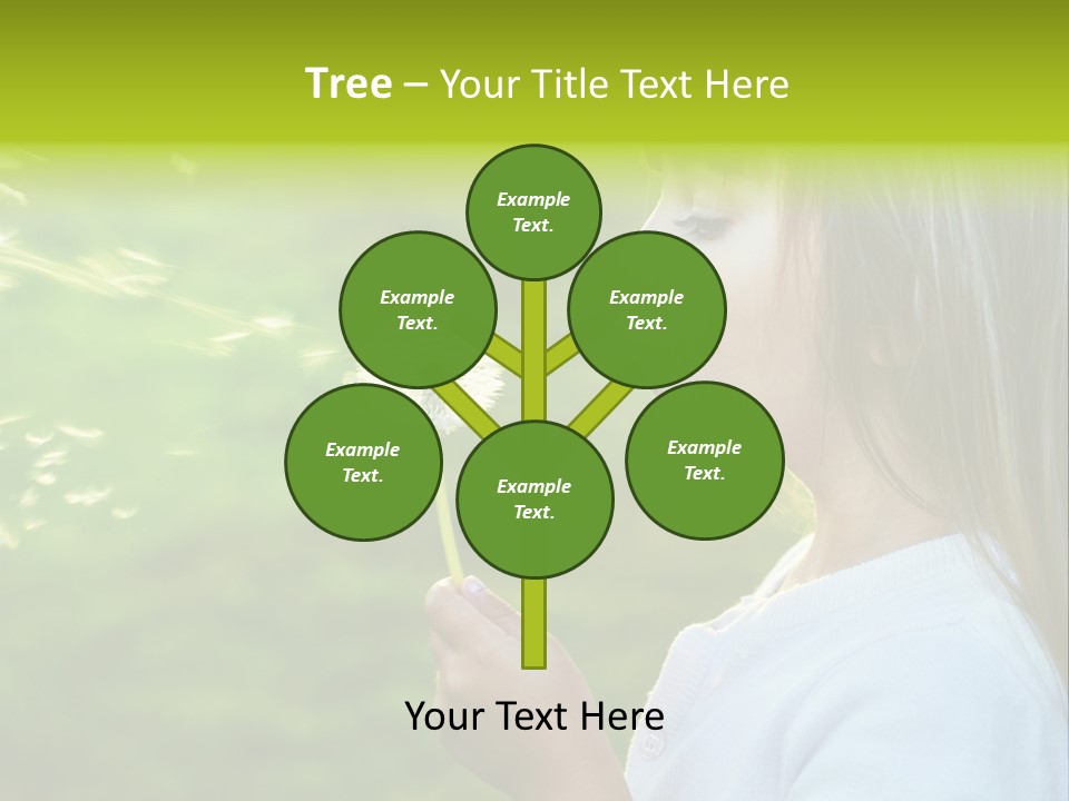 A Little Girl Blowing A Dandelion On A Green Field PowerPoint Template