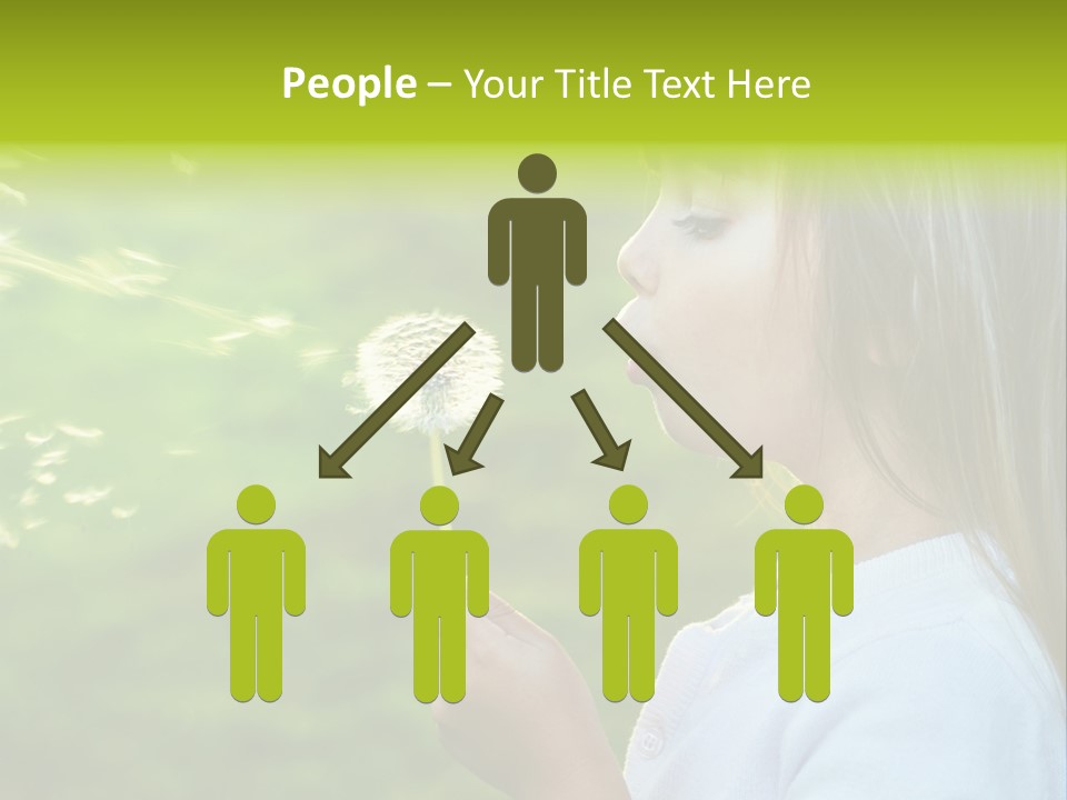 A Little Girl Blowing A Dandelion On A Green Field PowerPoint Template