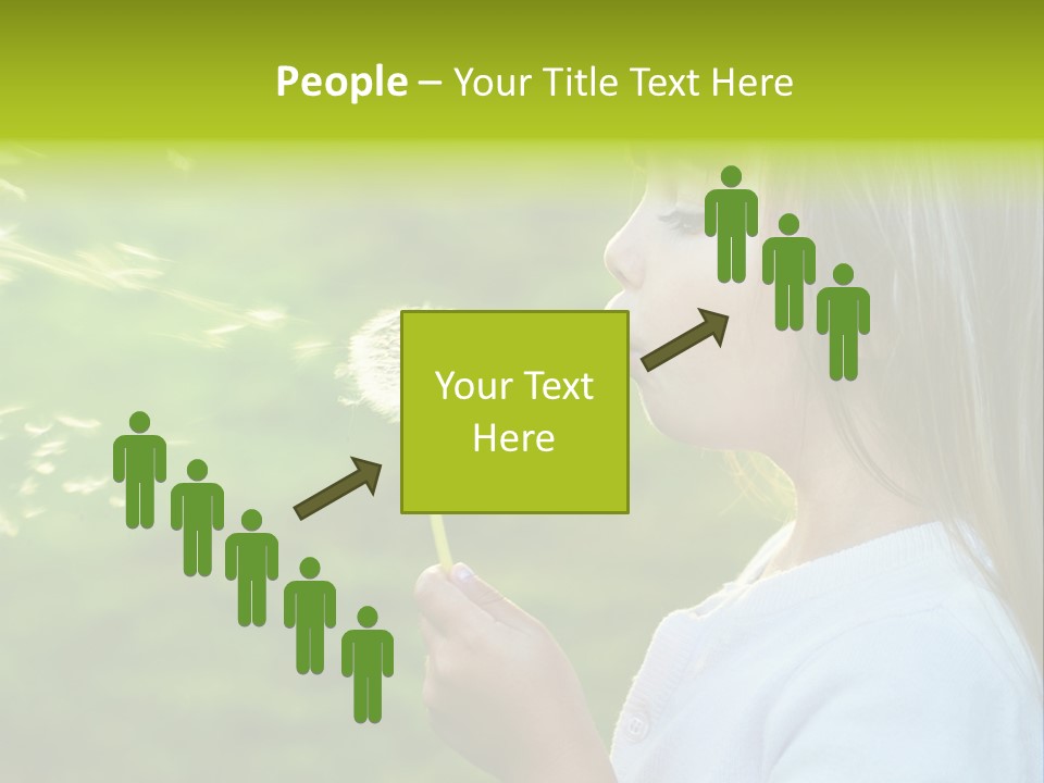 A Little Girl Blowing A Dandelion On A Green Field PowerPoint Template
