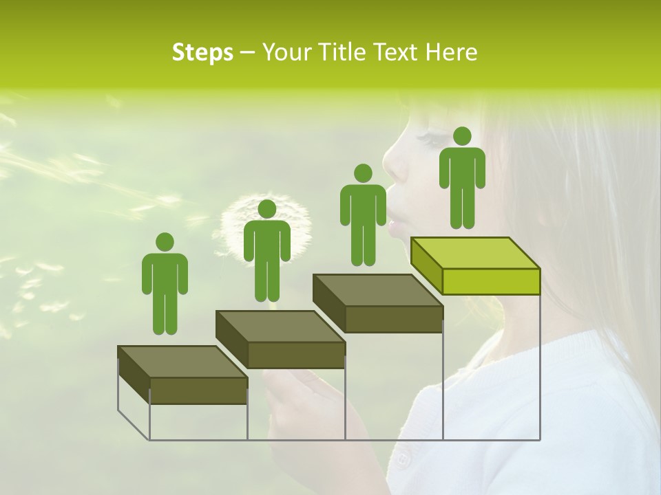 A Little Girl Blowing A Dandelion On A Green Field PowerPoint Template