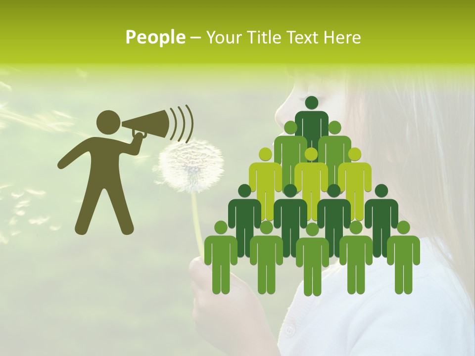 A Little Girl Blowing A Dandelion On A Green Field PowerPoint Template
