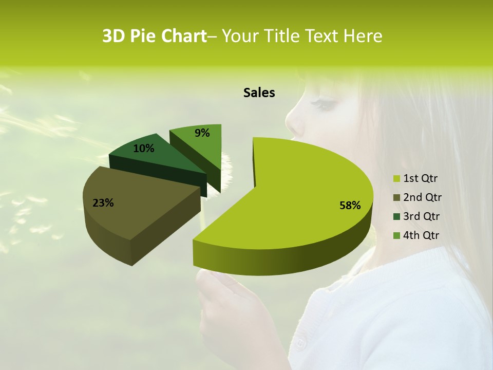 A Little Girl Blowing A Dandelion On A Green Field PowerPoint Template