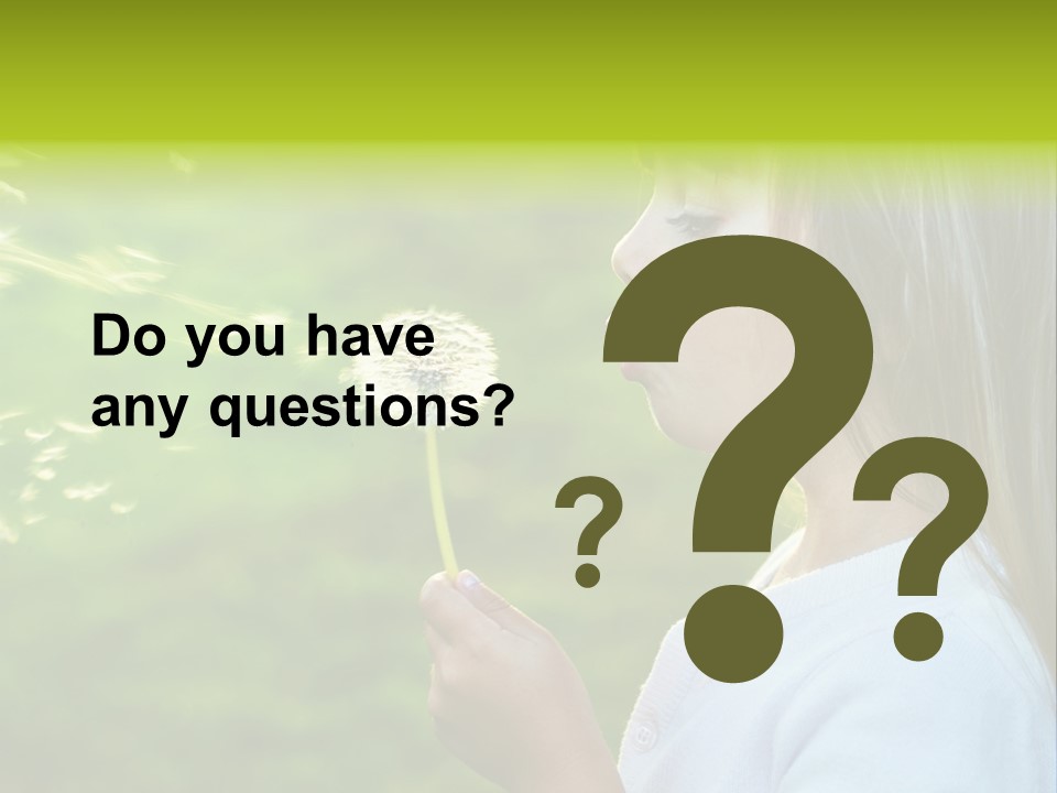 A Little Girl Blowing A Dandelion On A Green Field PowerPoint Template
