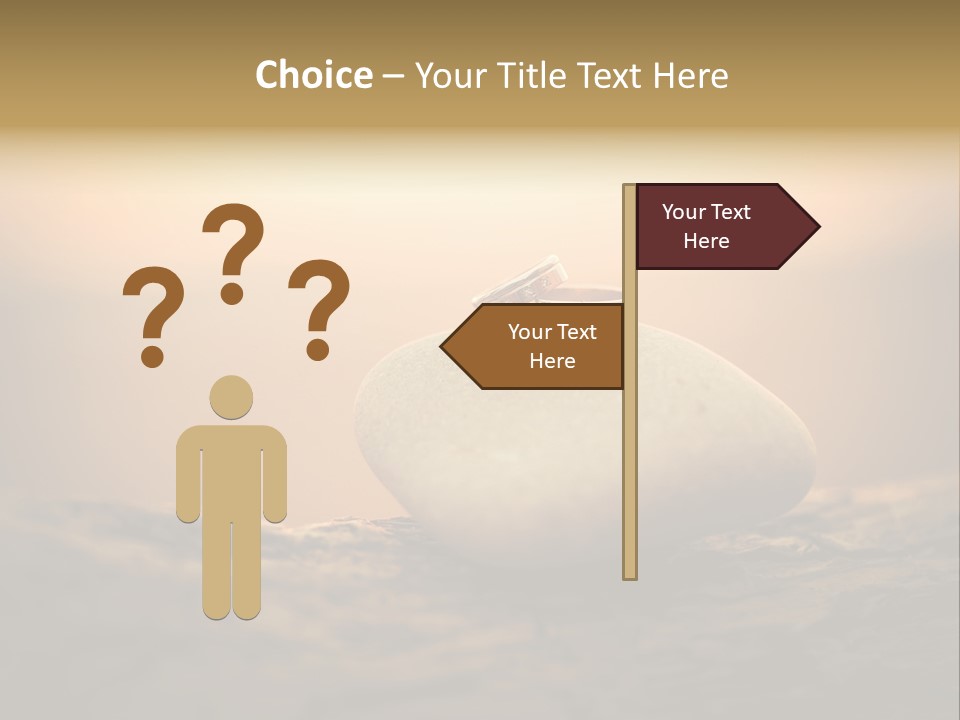 Two Wedding Rings Sitting On Top Of A Rock PowerPoint Template