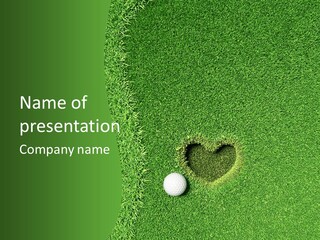 A Heart Shaped Hole In The Grass With A Golf Ball PowerPoint Template