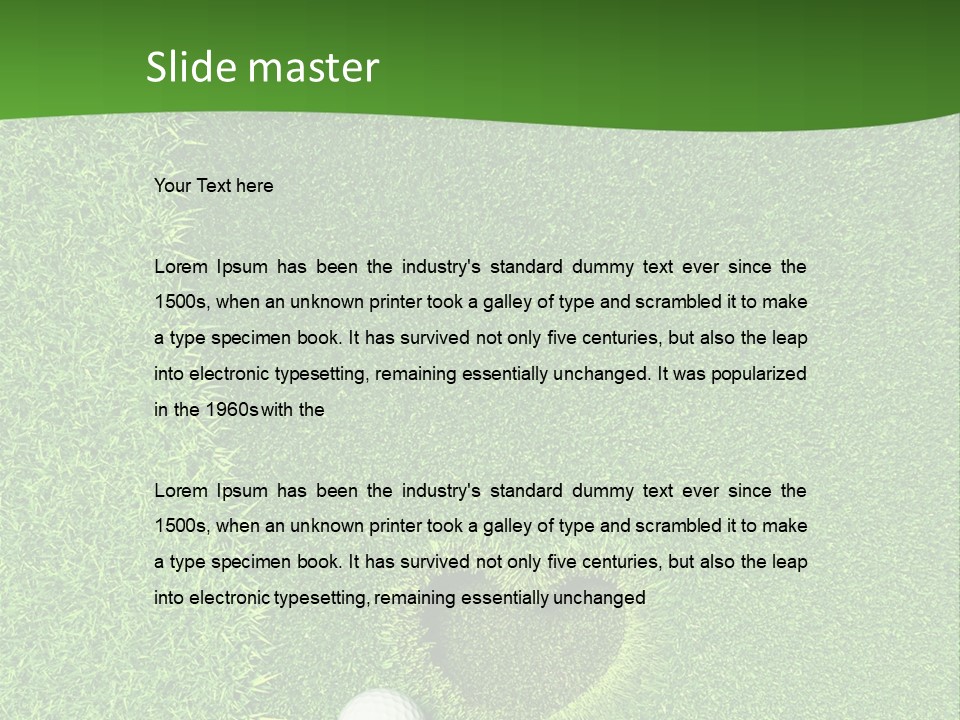 A Heart Shaped Hole In The Grass With A Golf Ball PowerPoint Template